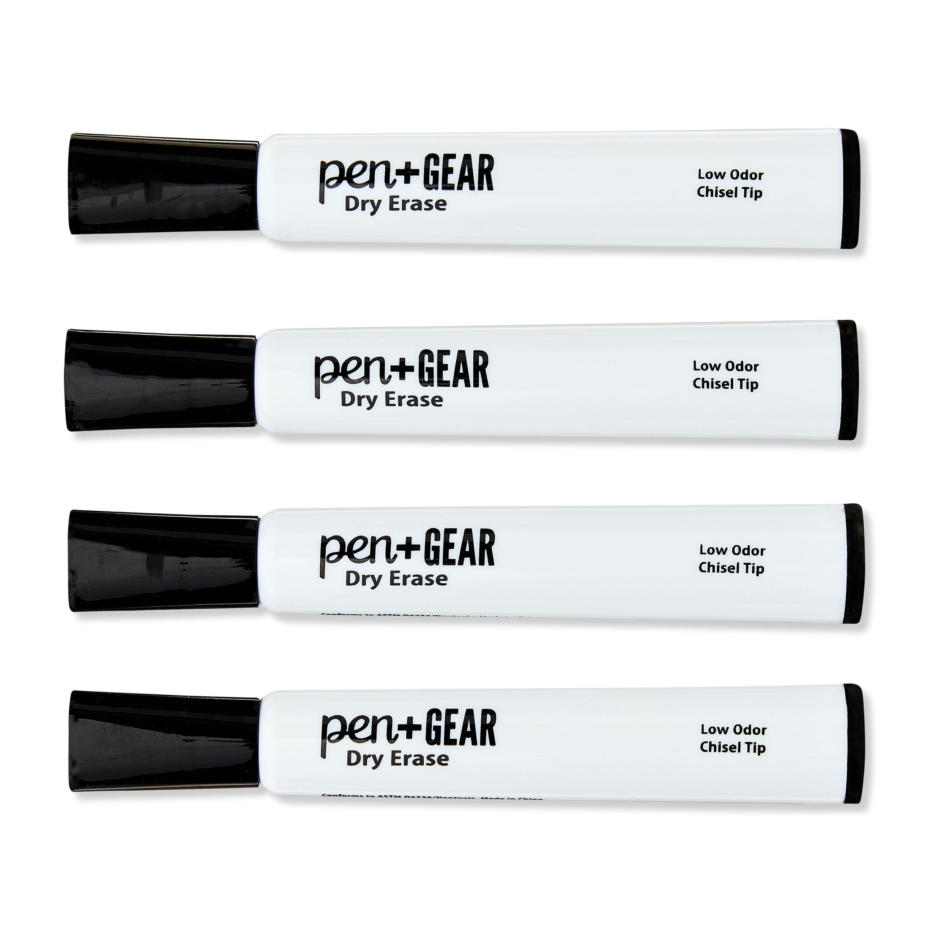 Pen+Gear Dry Erase Markers, Chisel Tip, Black, 4 Count