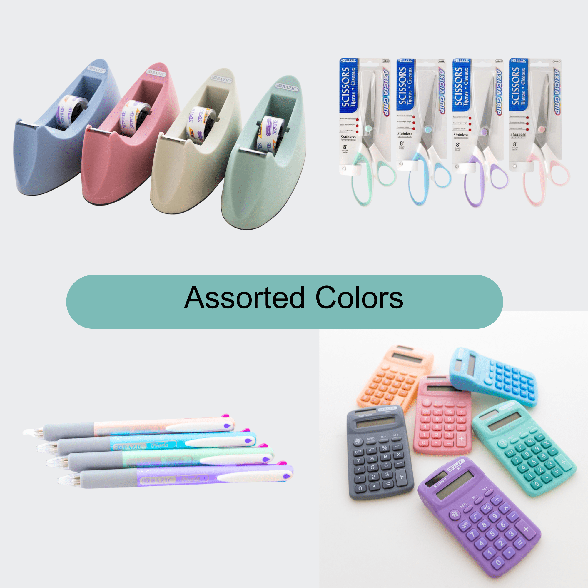 MWSC Office Supplies and Desk Accessories Bundle, Pastel Colors Statio