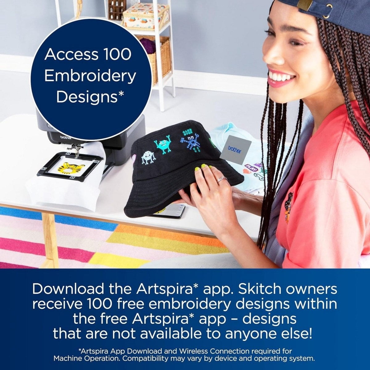 Brother Skitch PP1 4" x 4" Embroidery Machine with Artspira Studio
