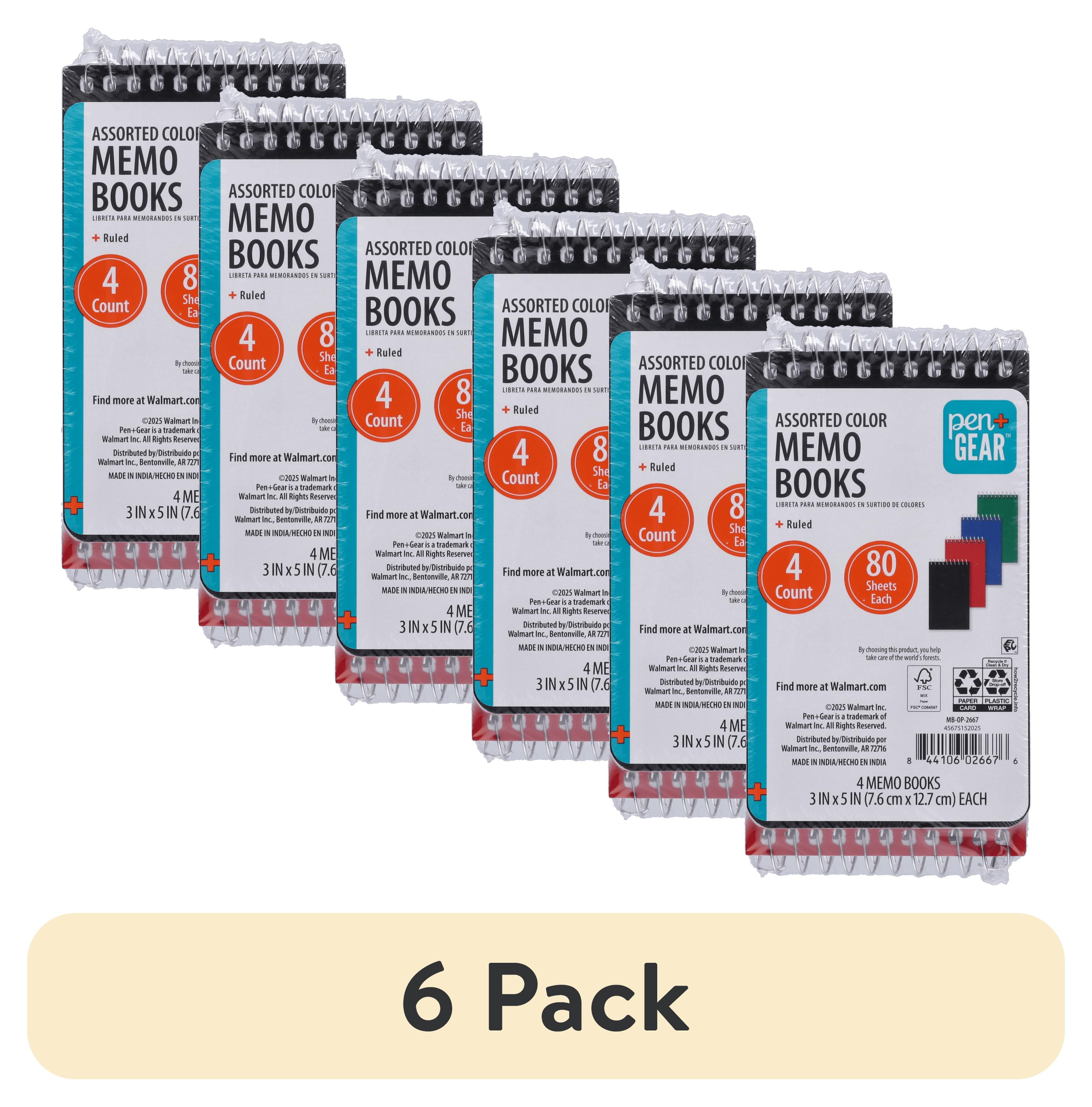 Pen + Gear Spiral Bound Ruled Paper Memo Book, 3 in x 5 in, 4 Pack, 80