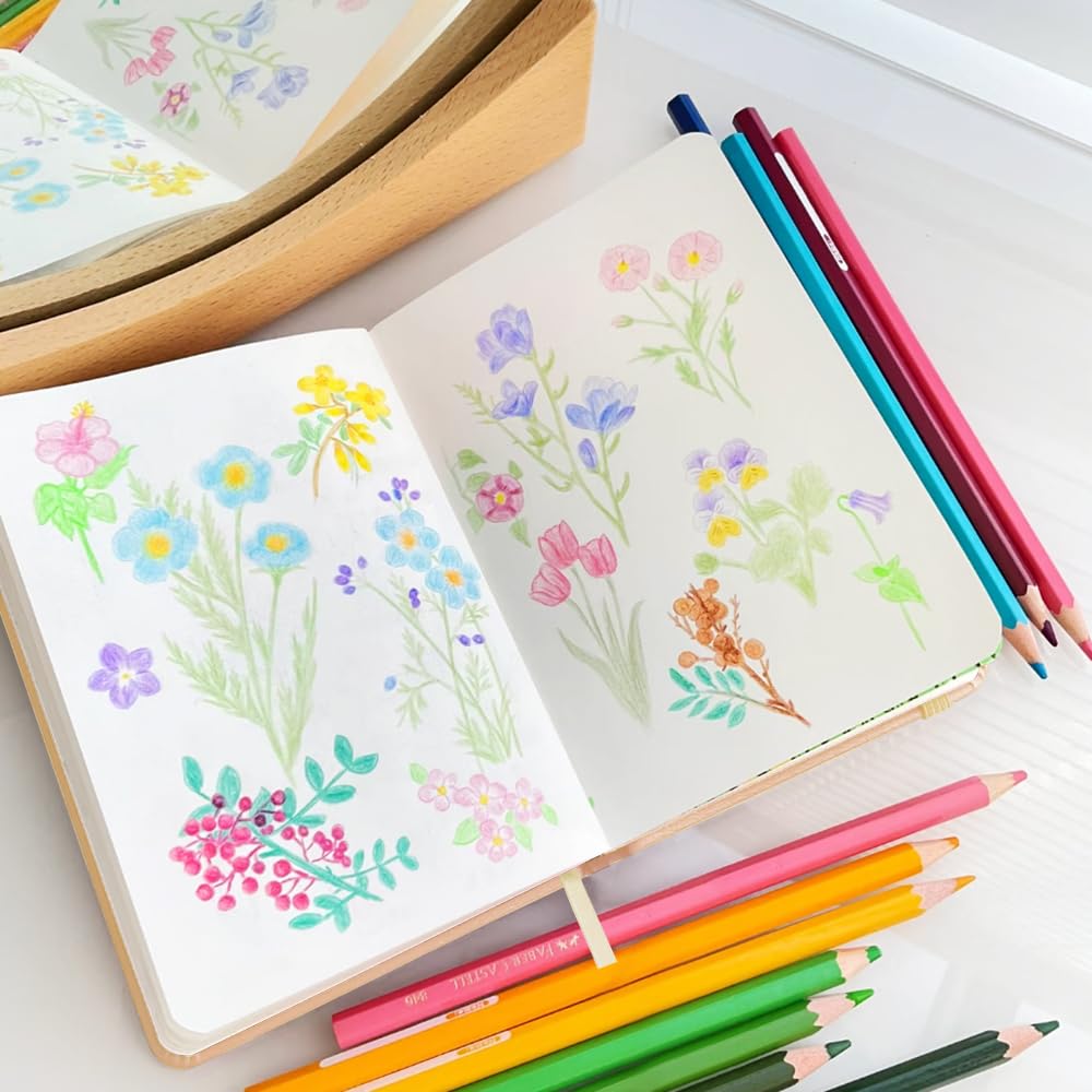 E-WEICHEN Hardcover Art Sketchbook – 100 Pages, 80 GSM Acid-Free Paper | PU Leather & Cloth Cover Options