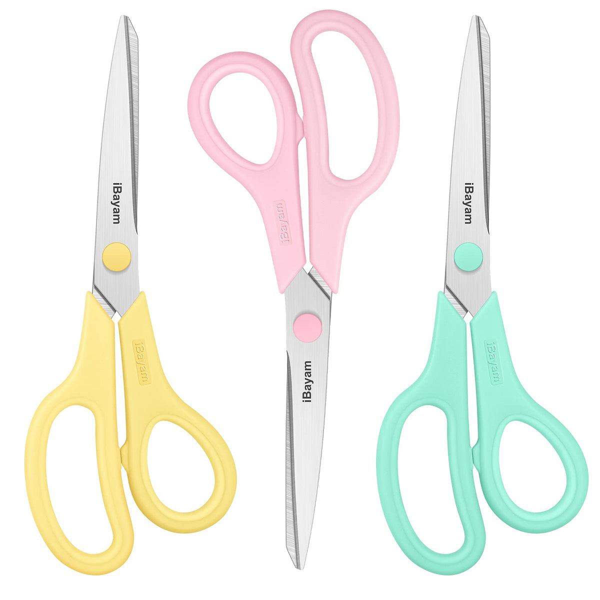 iBayam: Heavy Duty Scissors, 8.5", 3-Pack (Multiple Color Sets)