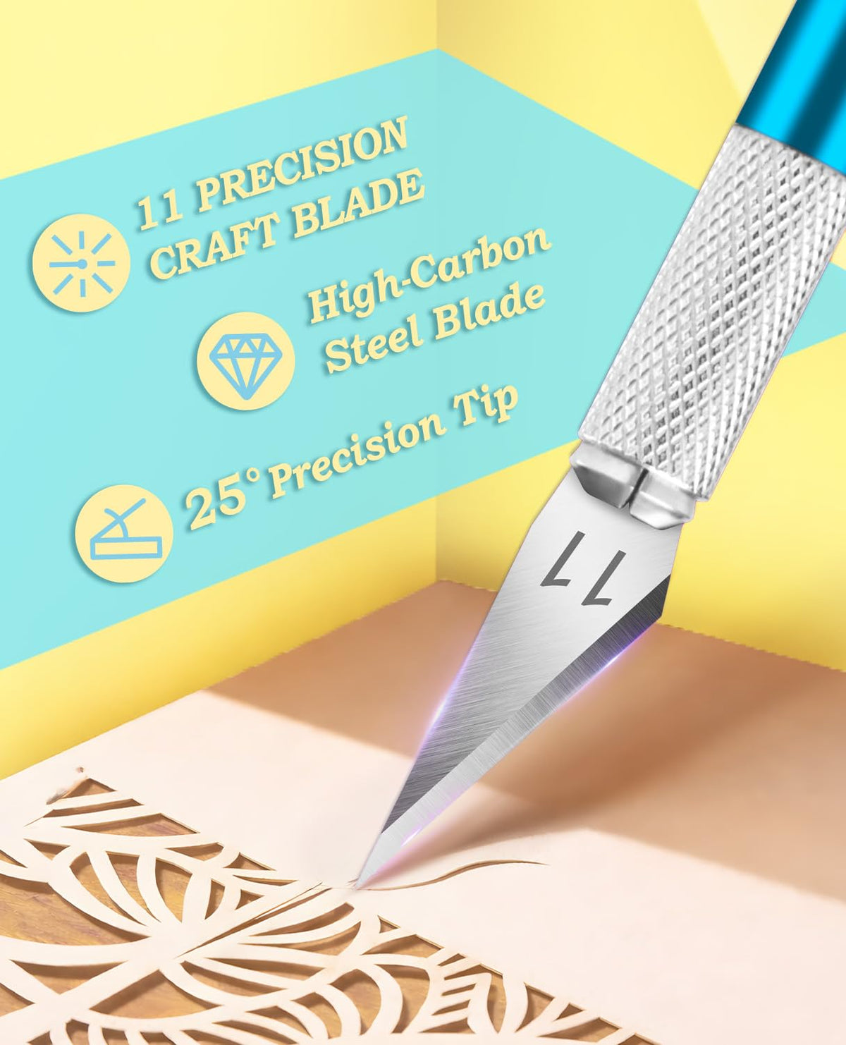 DIYSELF Craft Hobby Knife Set with 10 Extra #11 Blades, 6-Inch Metal Ruler