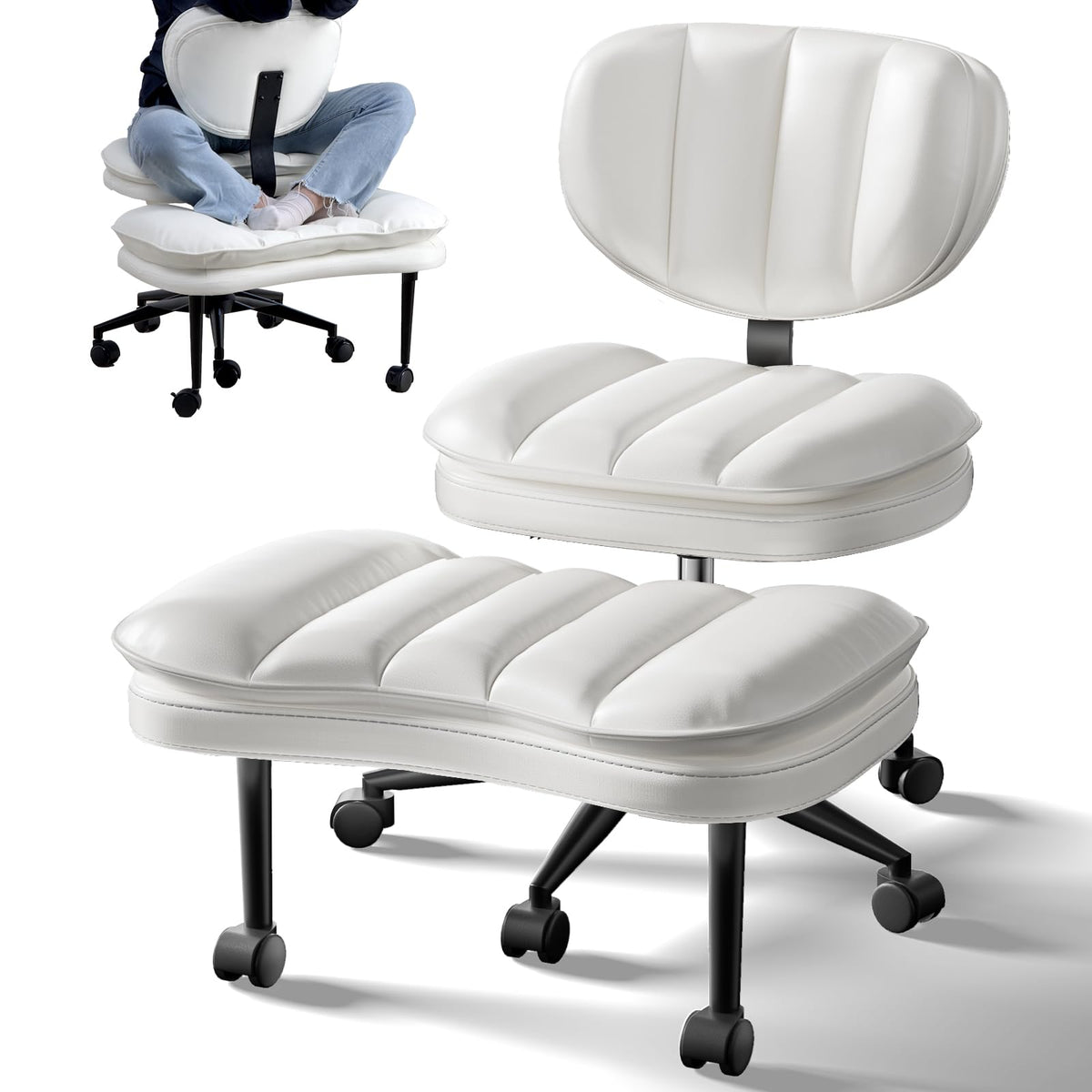 HOMRELEXA Cross-Legged Meditation Desk Chair (Standard & Large)