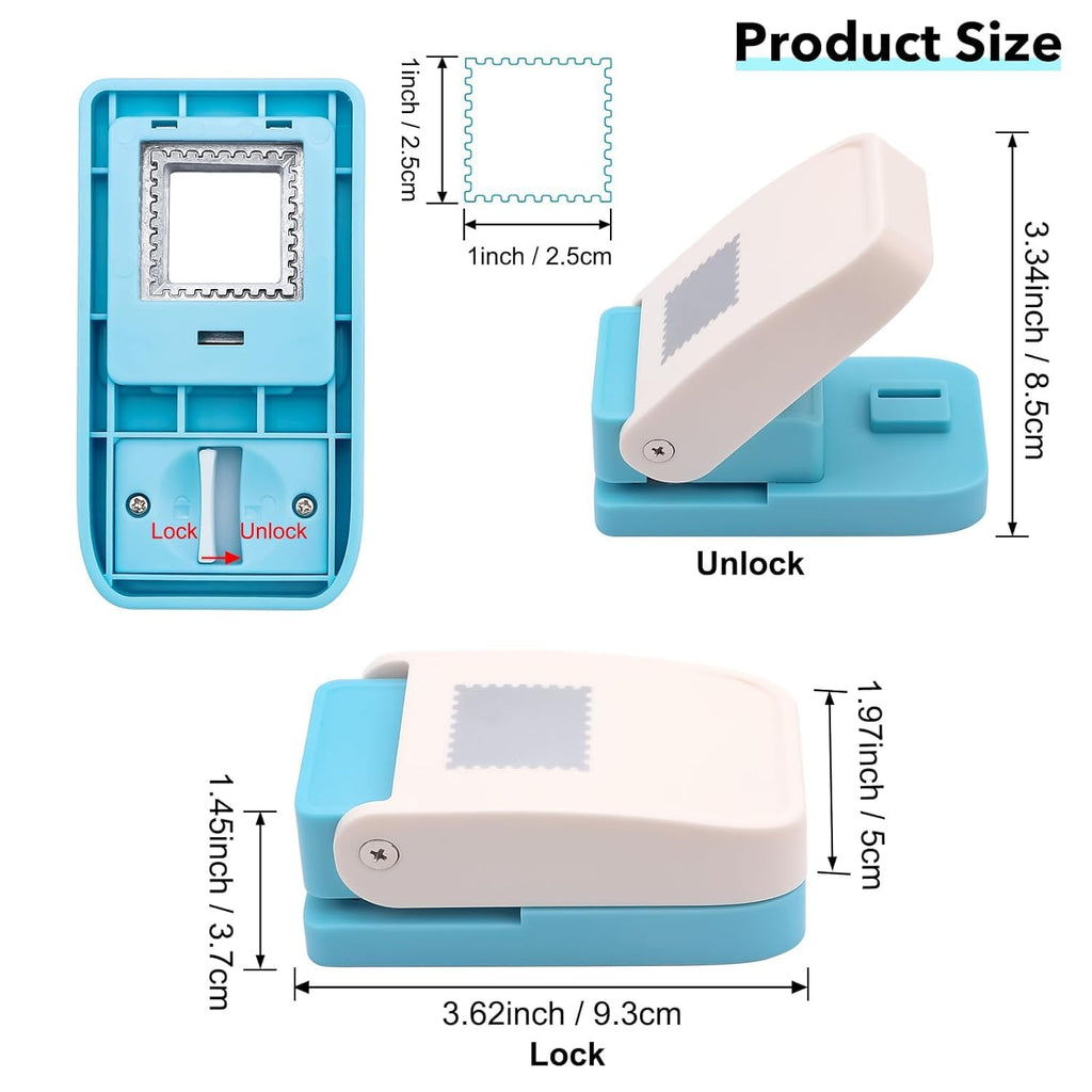 Stamp Punch, 1.5 * 1.5inch Square Stamp Puncher Postage Stamps Punches, Stamps Shaped Paper Punch, Lever Paper Punches for Crafting,Craft Cutter Hole Puncher for Scrapbooking Journaling Card Making
