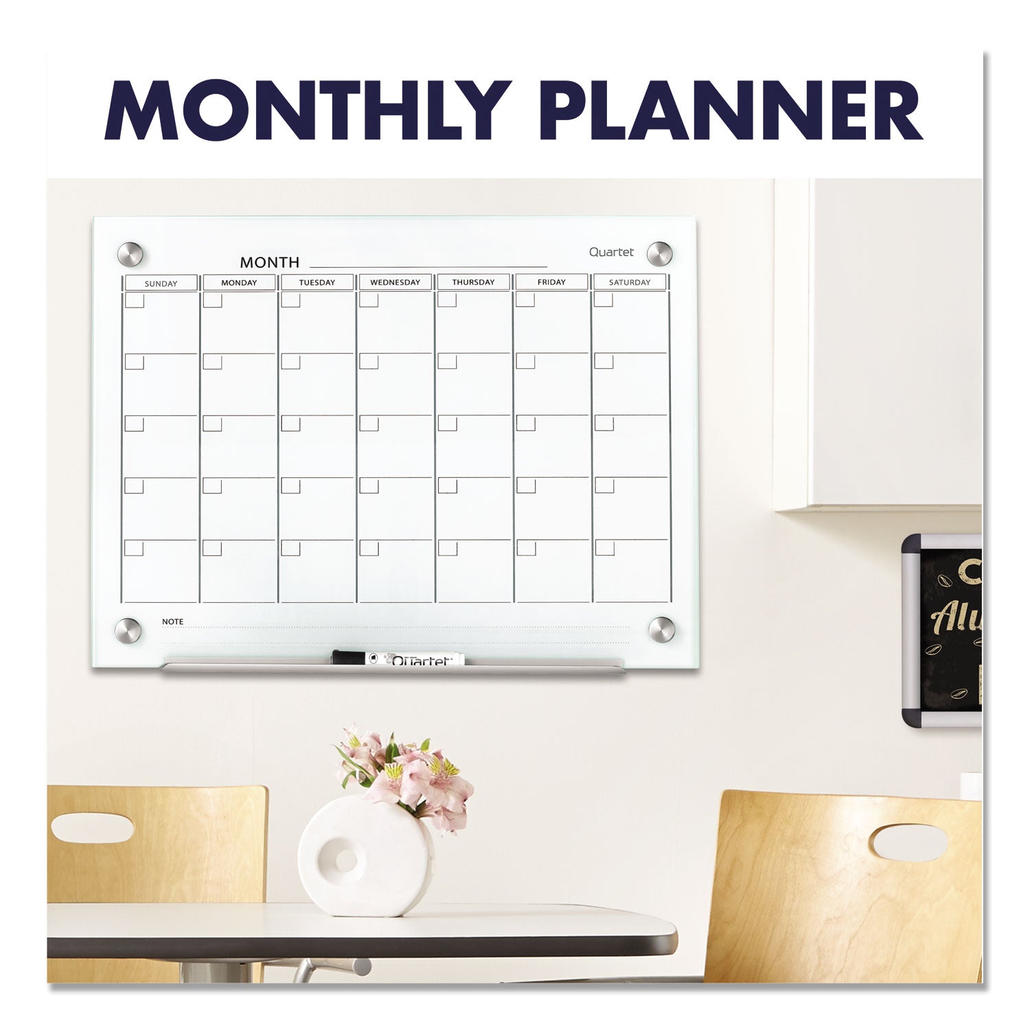 Quartet Infinity Magnetic Glass Calendar Board, 24 x 18