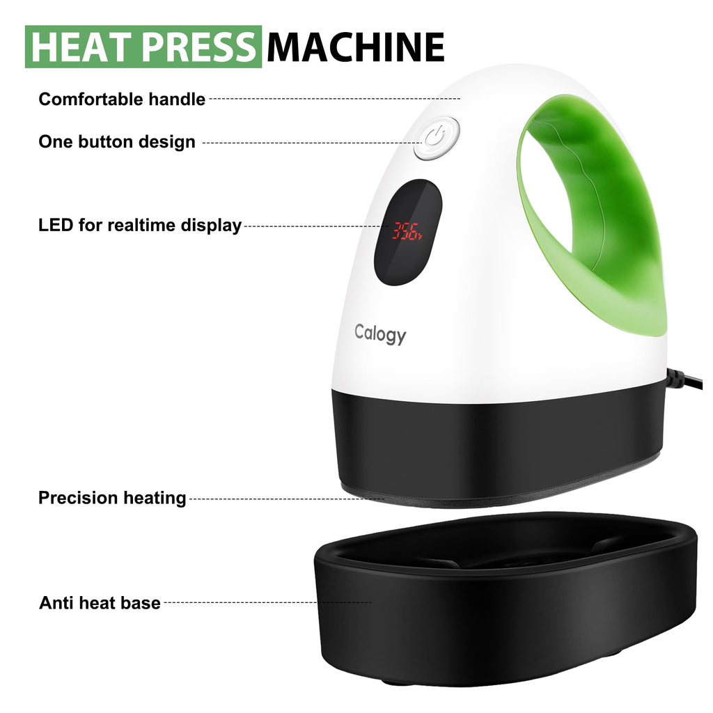 Calogy Mini Heat Press, Heat Transfer Machine, Constant Temp Control, Insulated Safety Base, Fits for Crafts, T-Shirt, Hat, Cap, Pillows(White Pink)