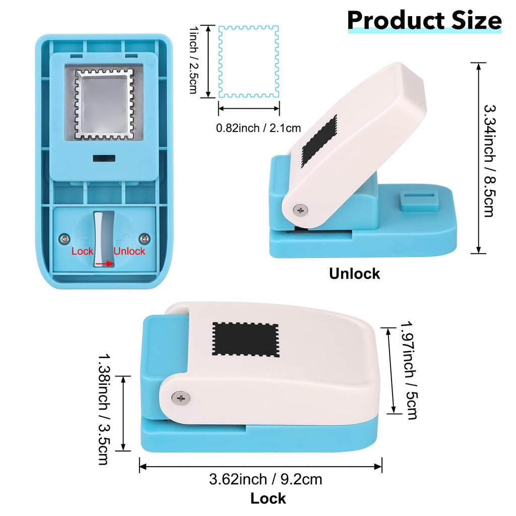 Stamp Punch, 1.5 * 1.5inch Square Stamp Puncher Postage Stamps Punches, Stamps Shaped Paper Punch, Lever Paper Punches for Crafting,Craft Cutter Hole Puncher for Scrapbooking Journaling Card Making