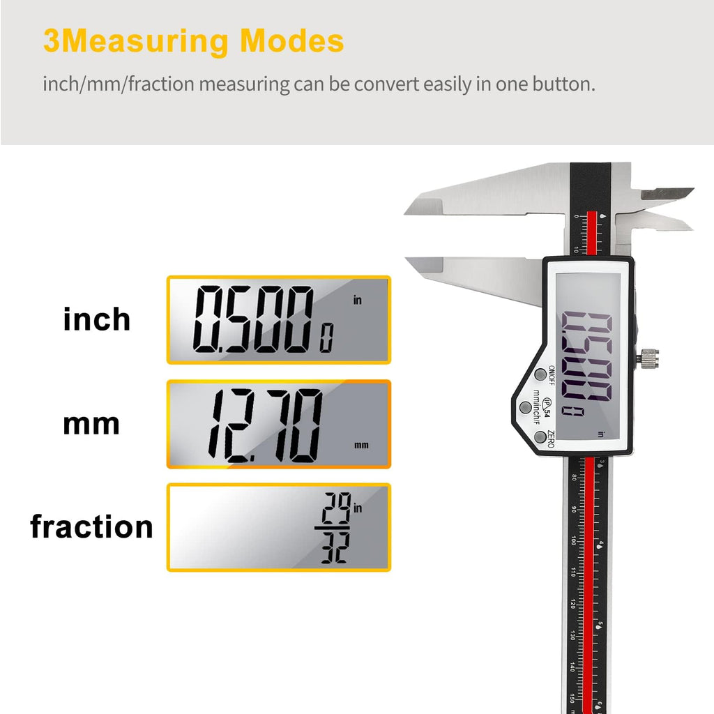 Digital Caliper, Adoric Calipers 0-6 Inch, Inch/mm Conversion, Large LCD