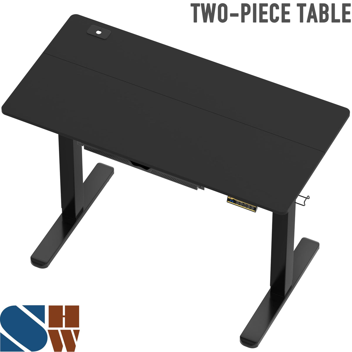 SHW 55 x 28 Electric Height Adjustable Standing Desk w/Drawer, White