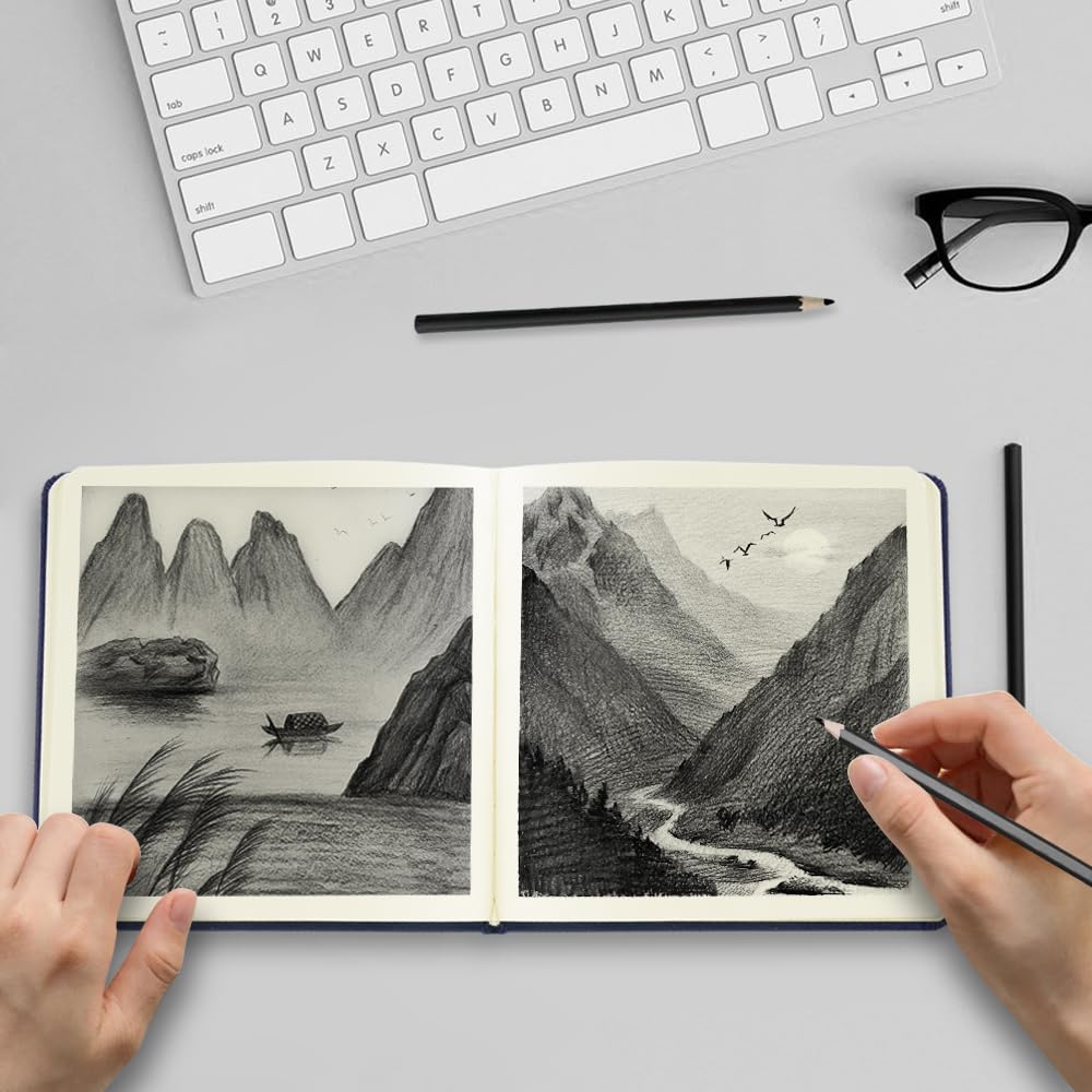 E-WEICHEN Hardcover Art Sketchbook – 100 Pages, 80 GSM Acid-Free Paper | PU Leather & Cloth Cover Options