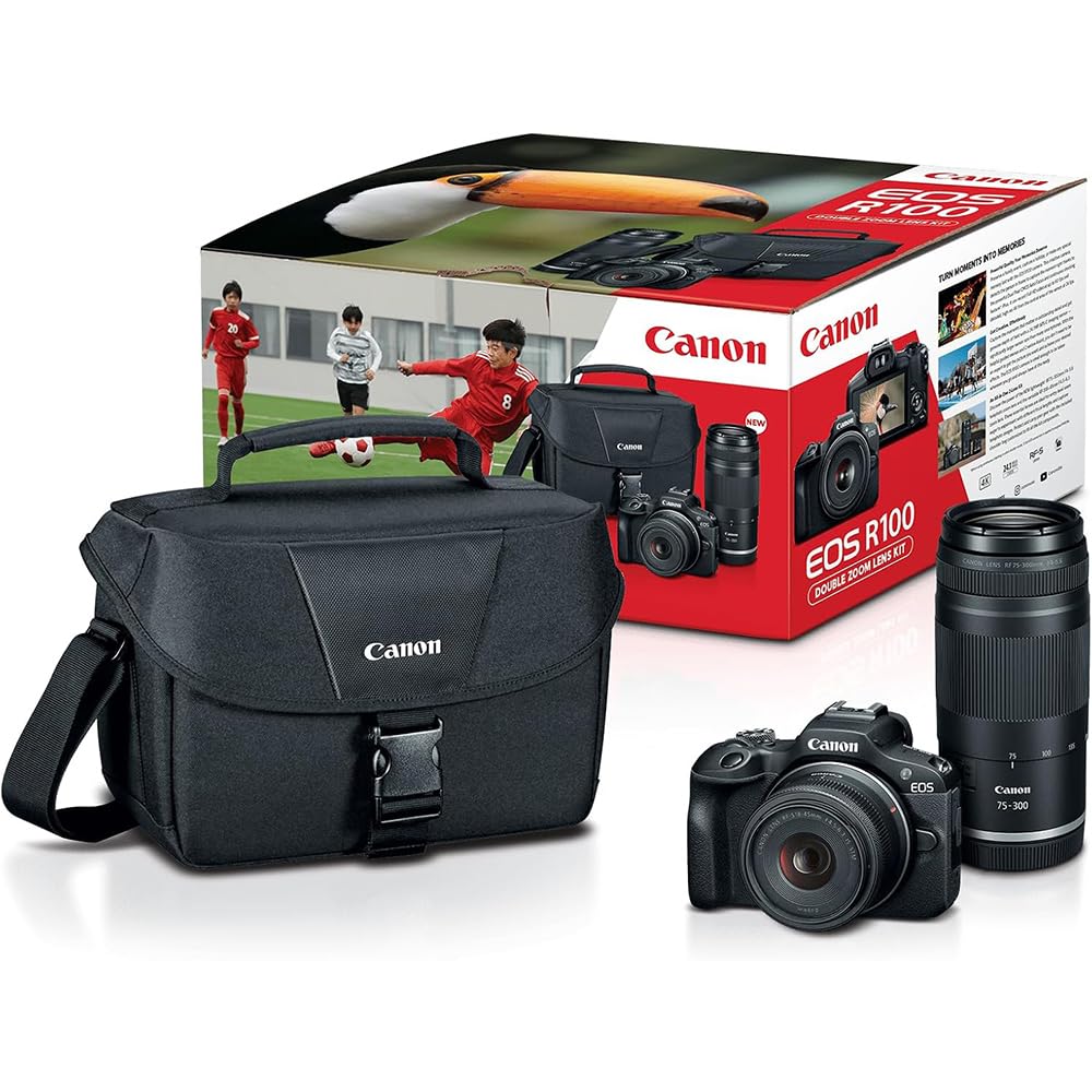 Canon EOS R100 Mirrorless Camera Body with RF-S 18-45mm F4.5-6.3 is STM Lens 6052C012 Bundle with Deco Gear Photography Bag + Microphone + Monopod + Software & Accessories Kit