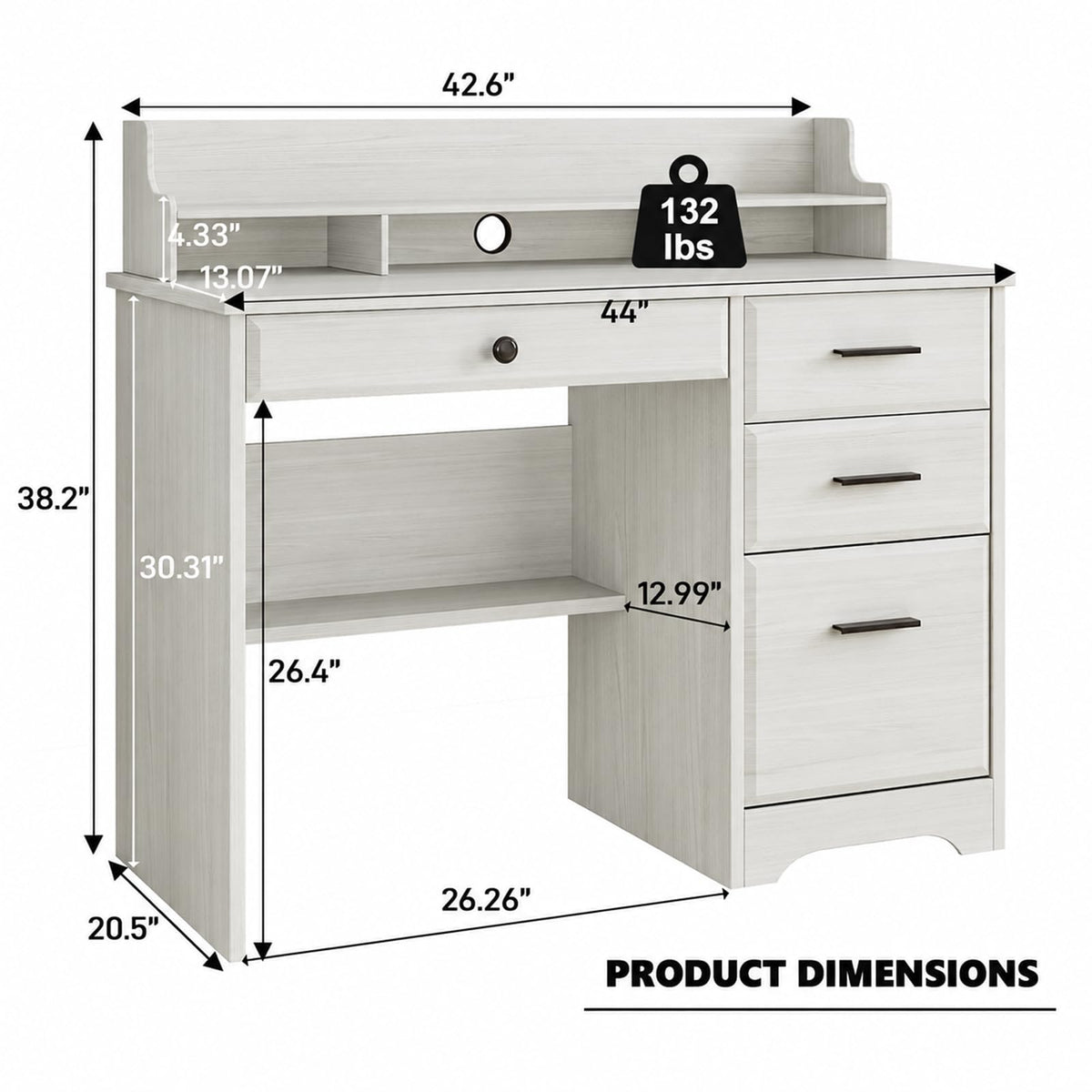 4 EVER WINNER 44-Inch Student Desk with Drawers