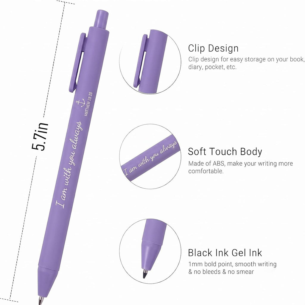 10Pack Bible Pens No Bleed Through, Christian Inspirational Ballpoint Pen