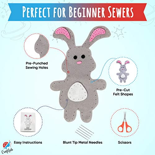 CraftLab Woodland Animals Kids Beginner Sewing Kit, Educational Arts &