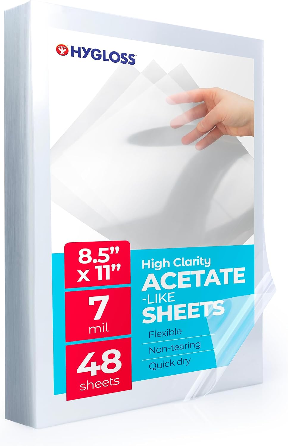 Hygloss Clear Acetate Sheets, 7 Mil (Size and Pack Options)