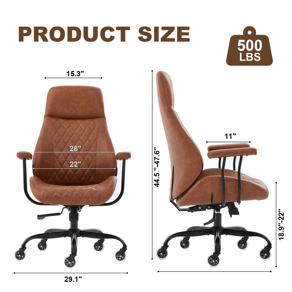 E-Motie Leather Office Chair, Mid Century Modern Desk Chair, Blue