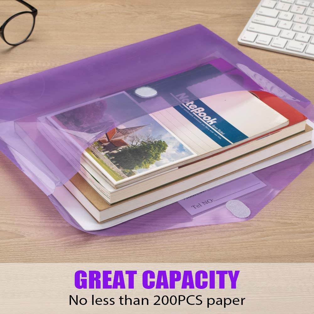 Sooez 10 Pack File Folders, Clear Poly Envelopes Plastic Folders A4 Pouch