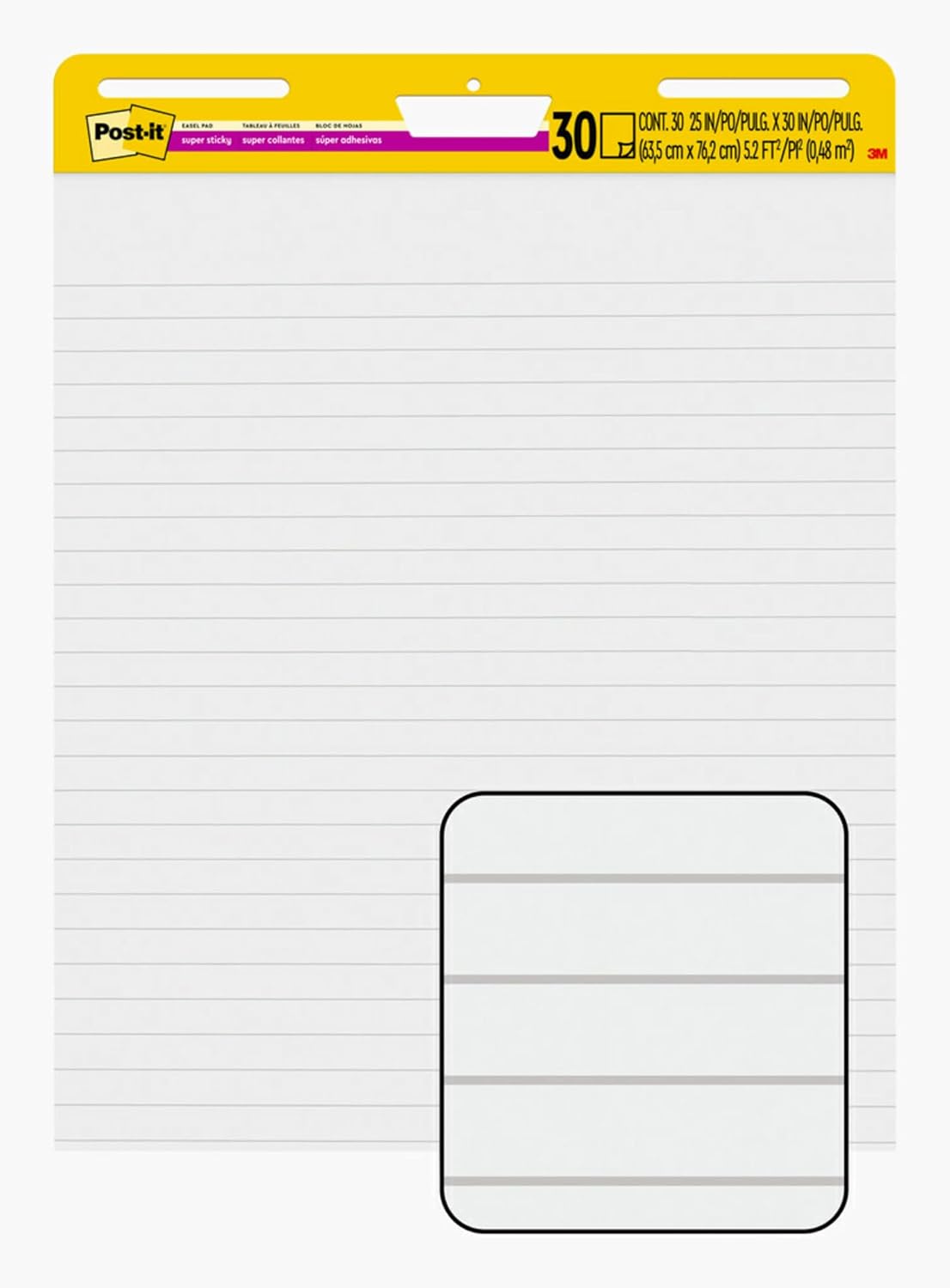 Post-it Super Sticky Easel Pad, 25 x 30 in, White Lined, 2 Pads