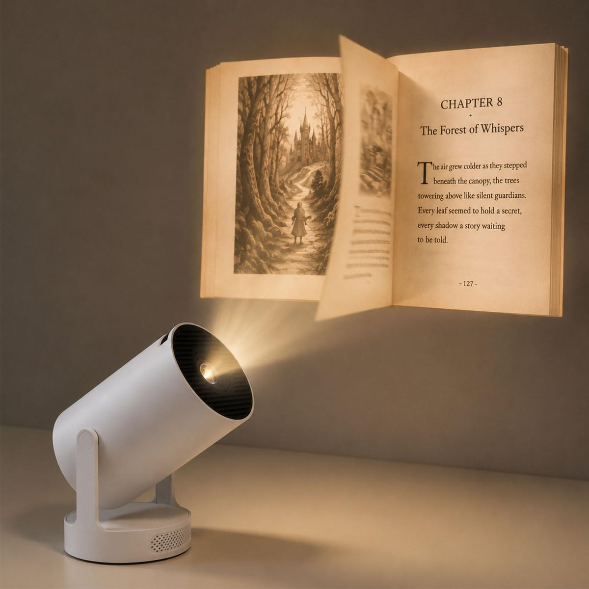 BookGlow Smart Reading Projector with Adjustable Stand