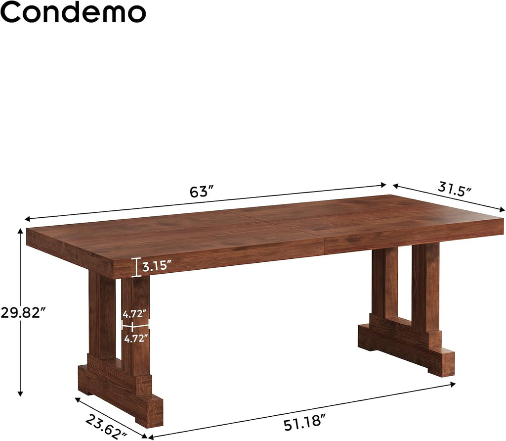 Condemo 63-Inch Solid Pine Student Desk, Dark Walnut