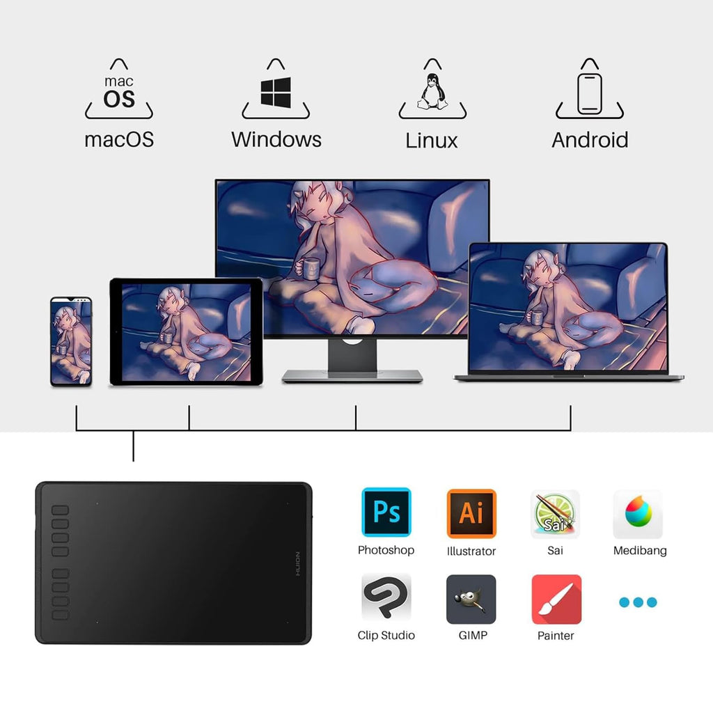 HUION Inspiroy H640P 6x4 inch Drawing Tablet 8192 Pen Pressure