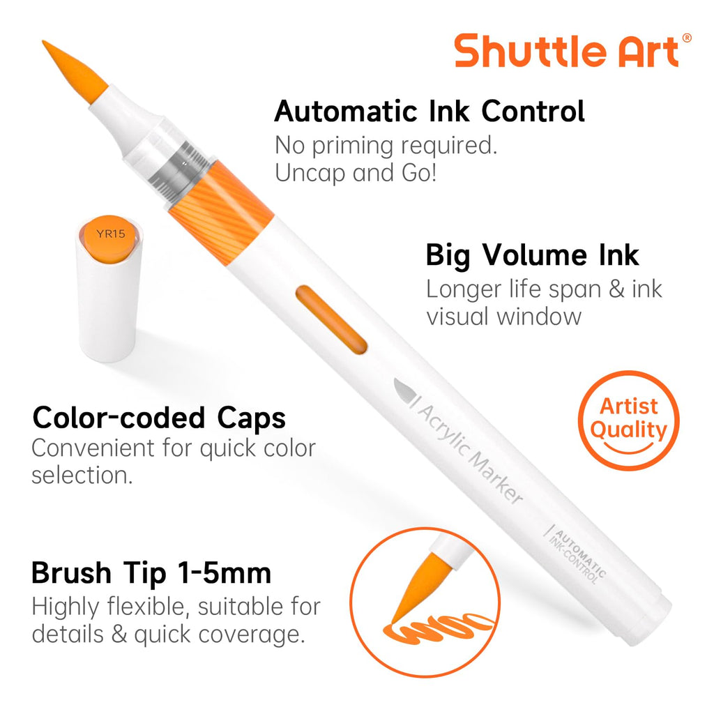 Shuttle Art 96 Colors Dual Tone Refillable Acrylic Markers with 100 Refills