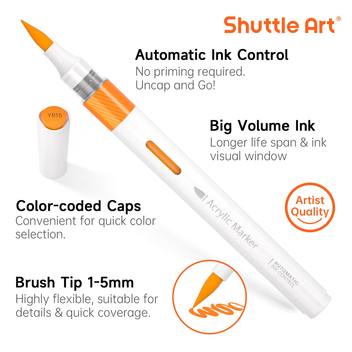 Shuttle Art 96 Colors Dual Tone Refillable Acrylic Markers with 100 Refills
