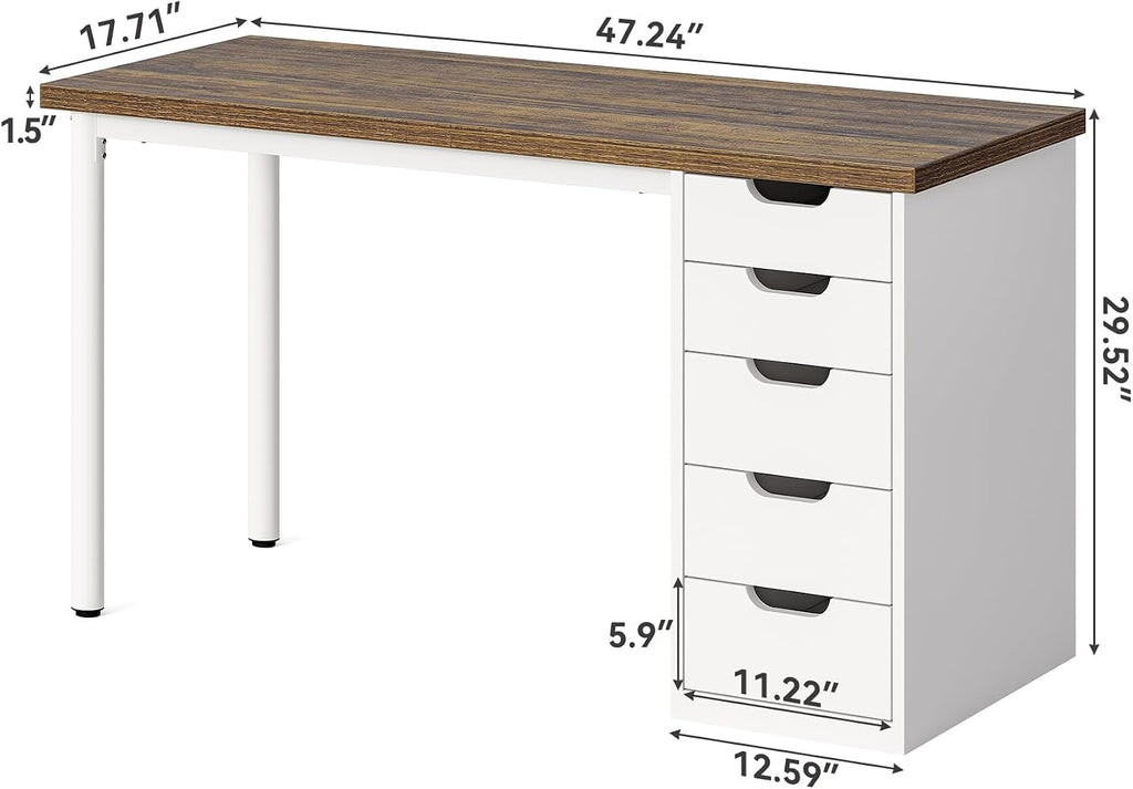 LITTLE TREE 47-Inch Five-Drawer Student Desk