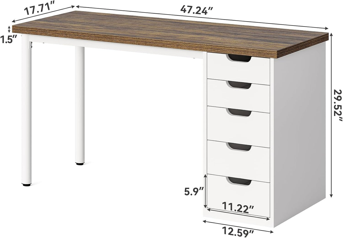 LITTLE TREE 47-Inch Five-Drawer Student Desk
