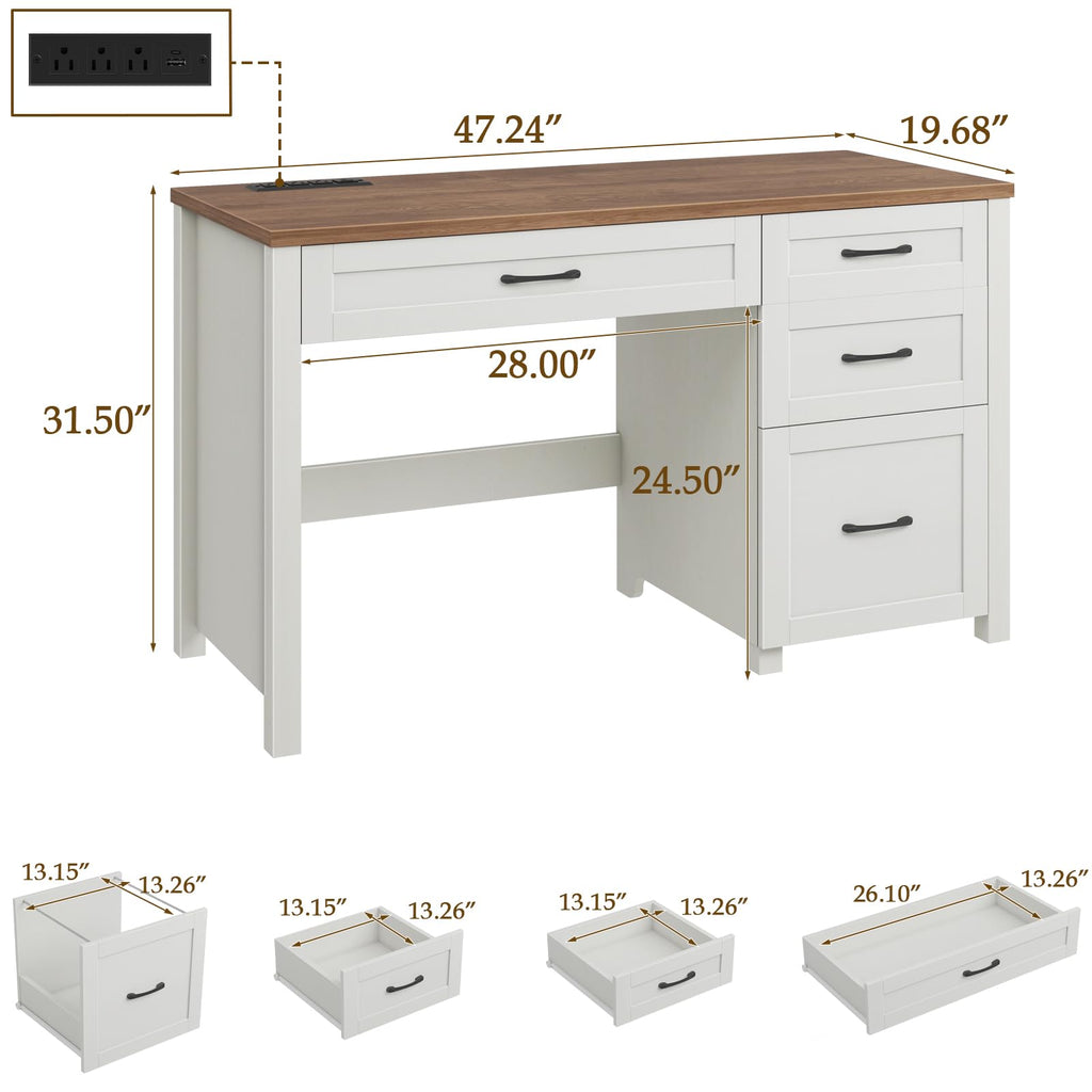 Vabches 47-Inch Student Desk with Drawers