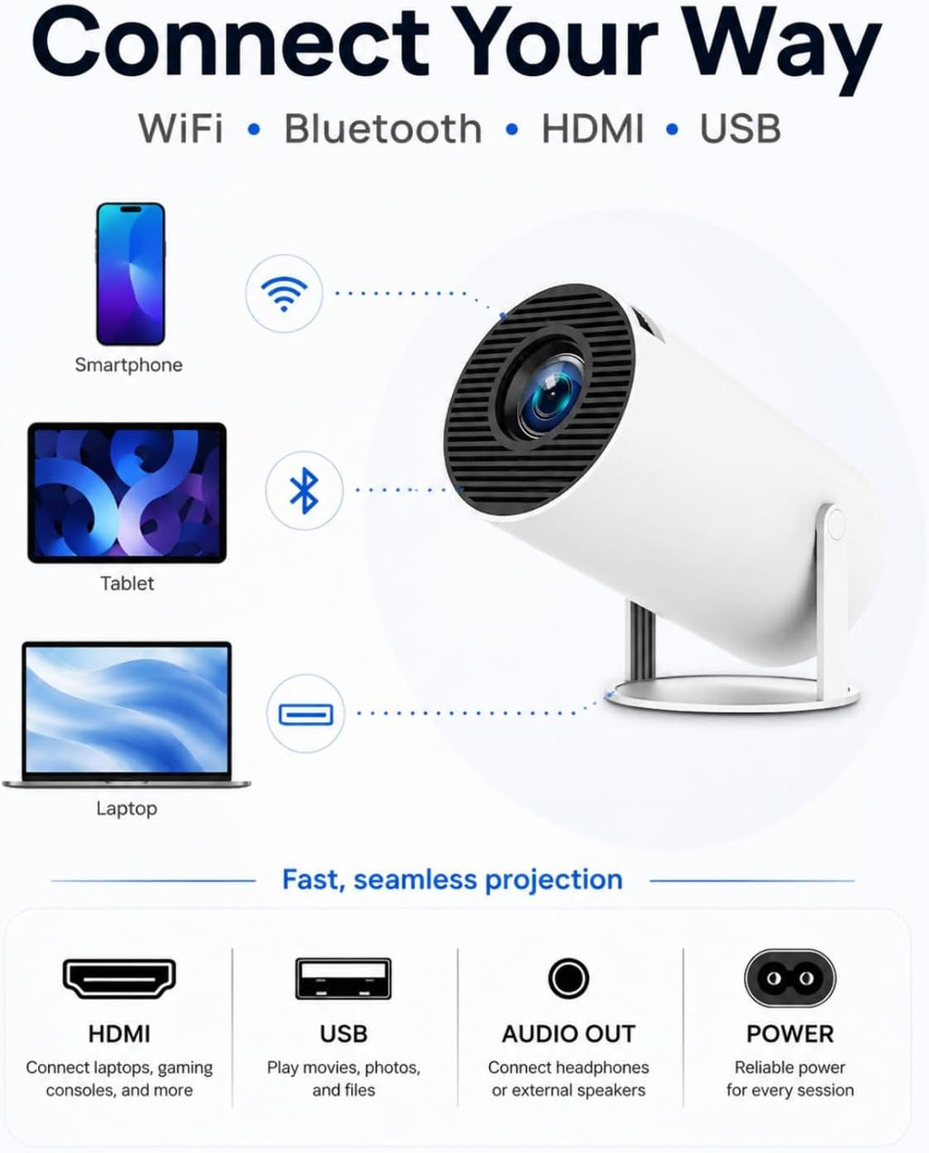 Smart Book Projector with 720p HD Display