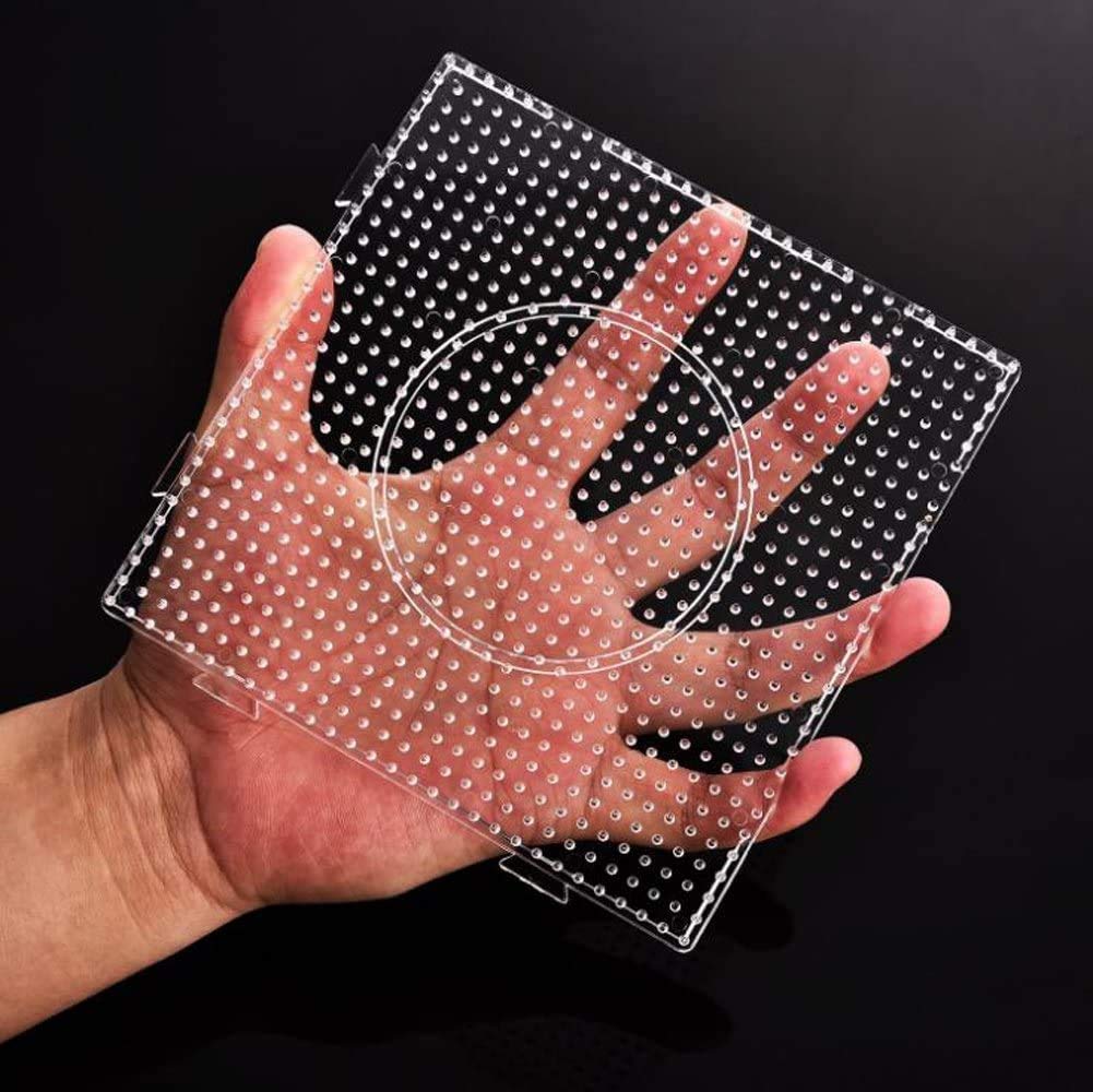 H&W 4PCS 5mm Fuse Beads Boards, Large Clear Pegboards Kits, with Gift 4 Lroning Paper (WA3-Z1)