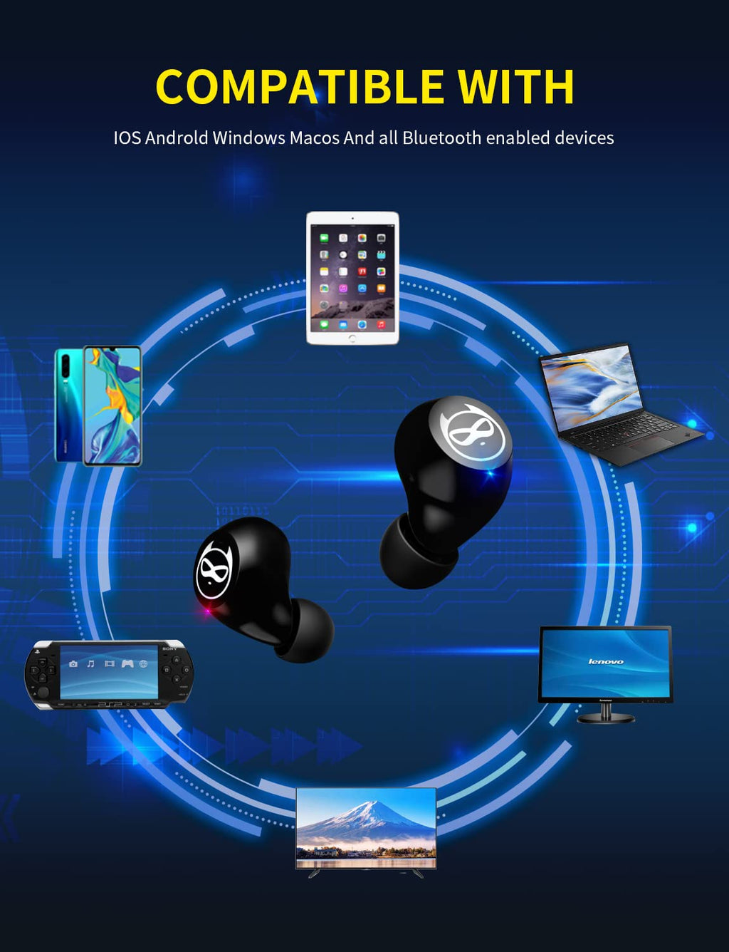 Kids Wireless Earbuds, Noise Reduction Earbuds for Kids Bluetooth 5.0 Waterproof in-Ear Headphones with Mic and Charging Case, Deep Bass Touch Control 36H Playtime Headset for School.
