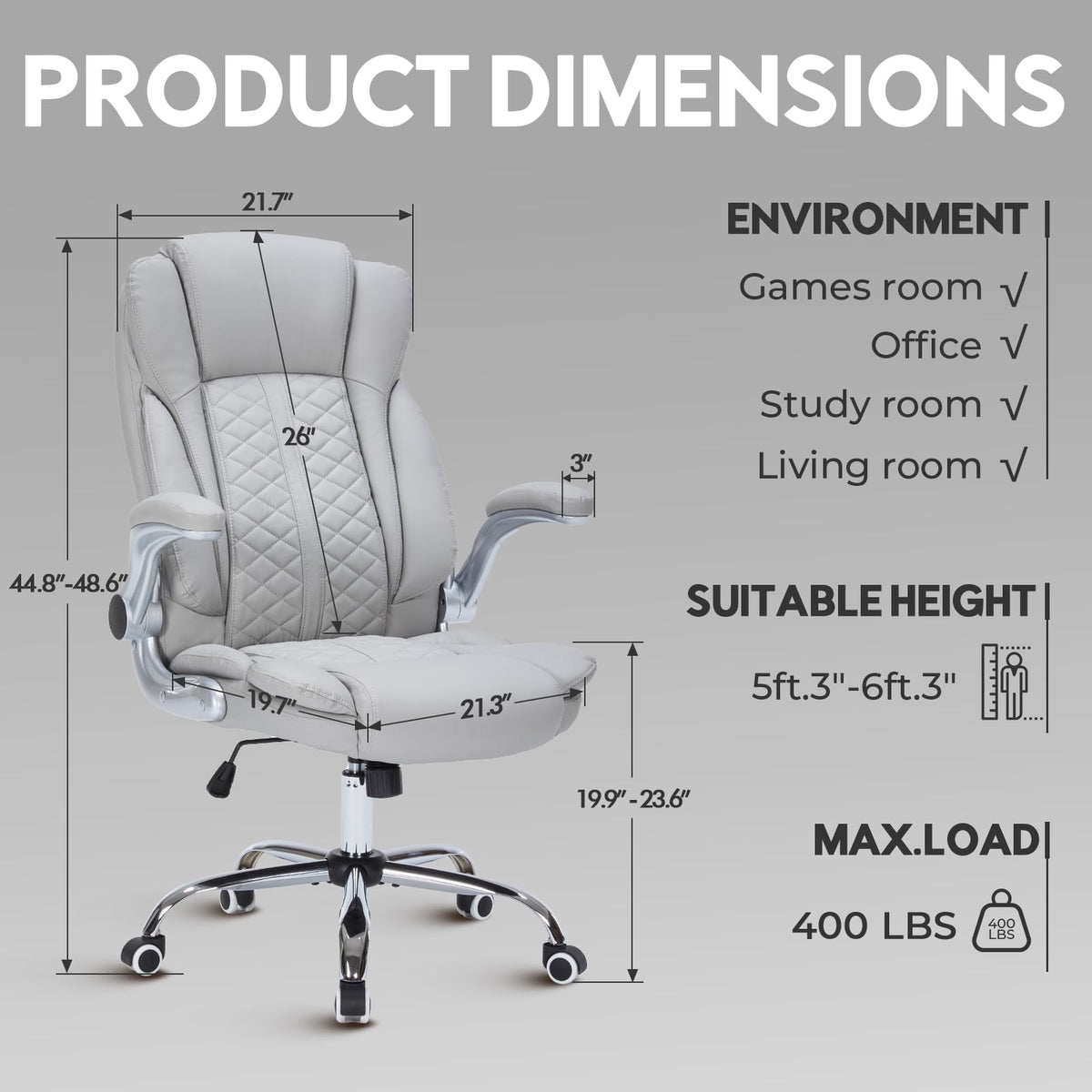 HESL 350 lb High-Back Executive Desk Chair (Multiple Colors)