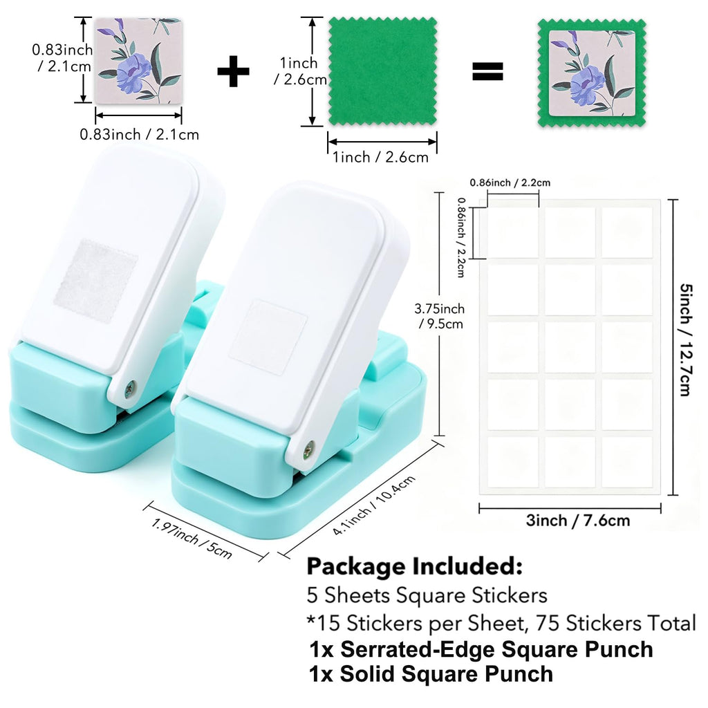 Stamp Puncher 1inch Square Postage Stamp Punch |Stamp Hole Puncher| Scalloped Rectangle Lever Action Paper Punches for Crafting Scrapbooking DIY Card Making Arts Crafts Supplies