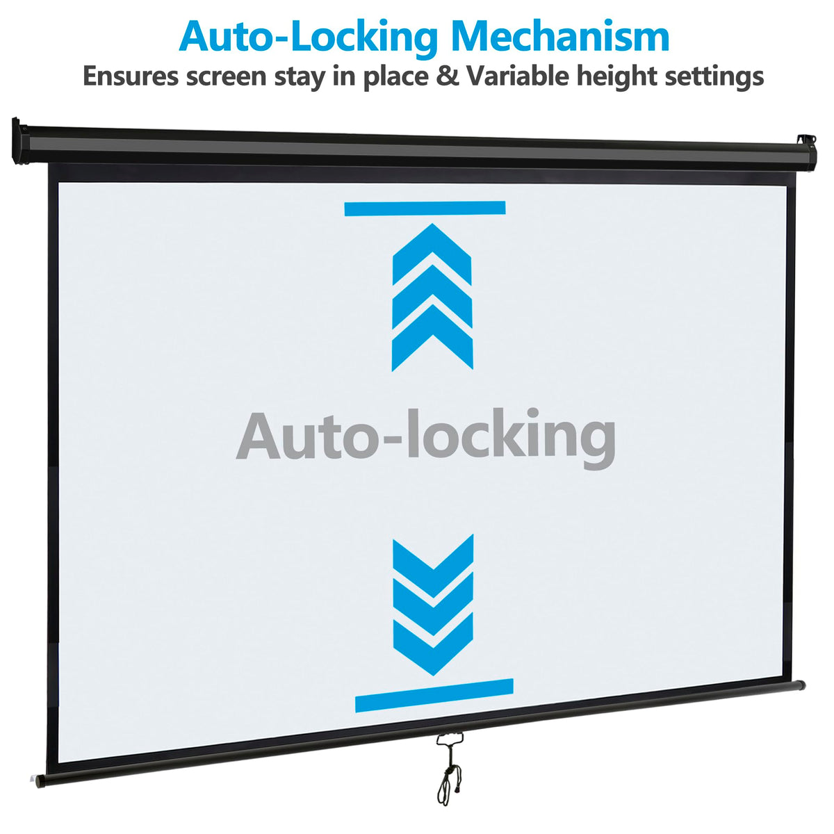 80 Inch Projection Screen, Outdoor Indoor 16:9 HD Foldable Manual Pull Down Projector Screen for Movie Home Backyard Theater Cinema Office Video Game, White