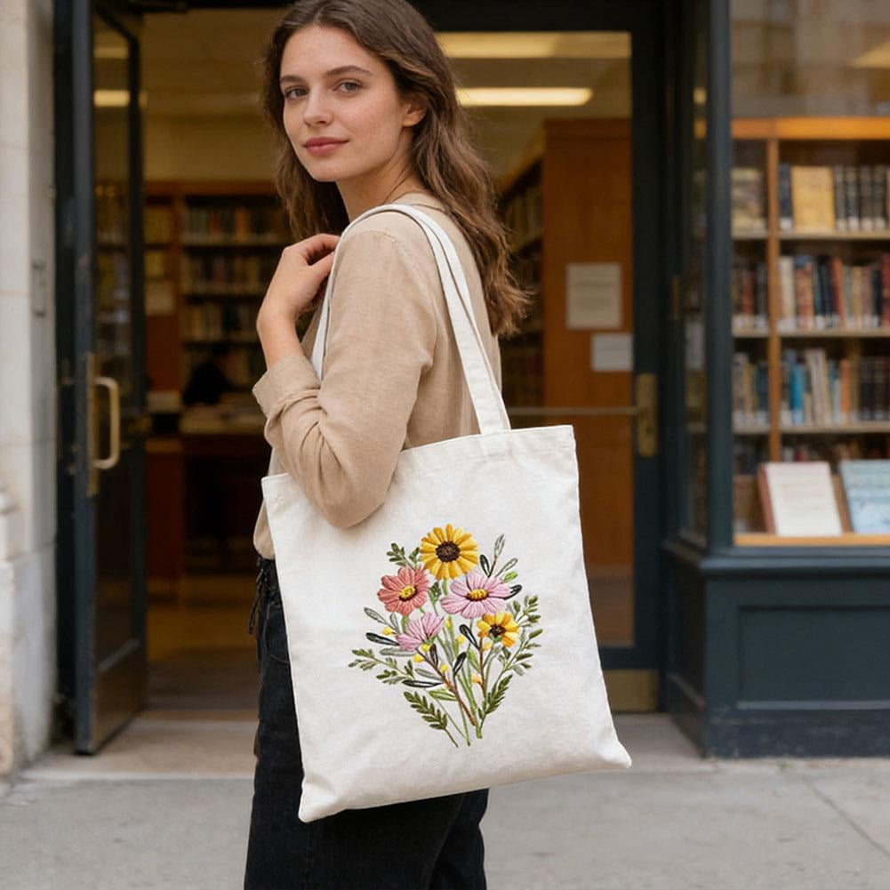 Embroidery Starter Kit for Beginners, DIY Canvas Tote Bag Embroidery K