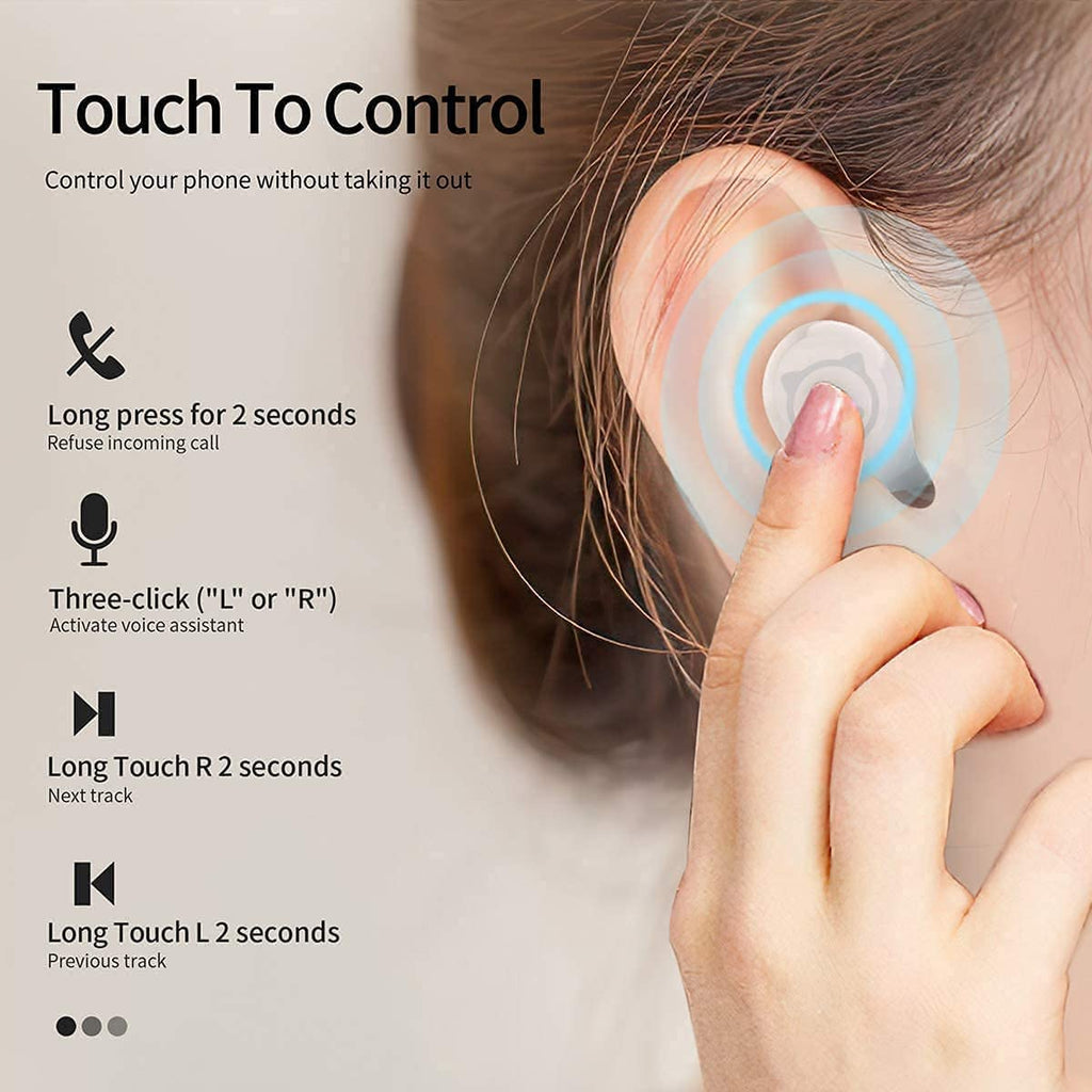 Wireless Earbuds for Kids, Headphones with Cute Panda Charging Case with Mic, Noise Cancelling,Typ-C, 3D Stereo Waterproof Bluetooth Buds for Sport & Outwork,3 x Ear caps(S,M,L)