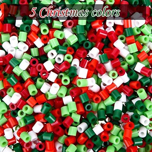 2800 Piece Fuse Bead Assortment - Christmas Craft Beads with Storage Box for DIY Decorations, 5 Colors