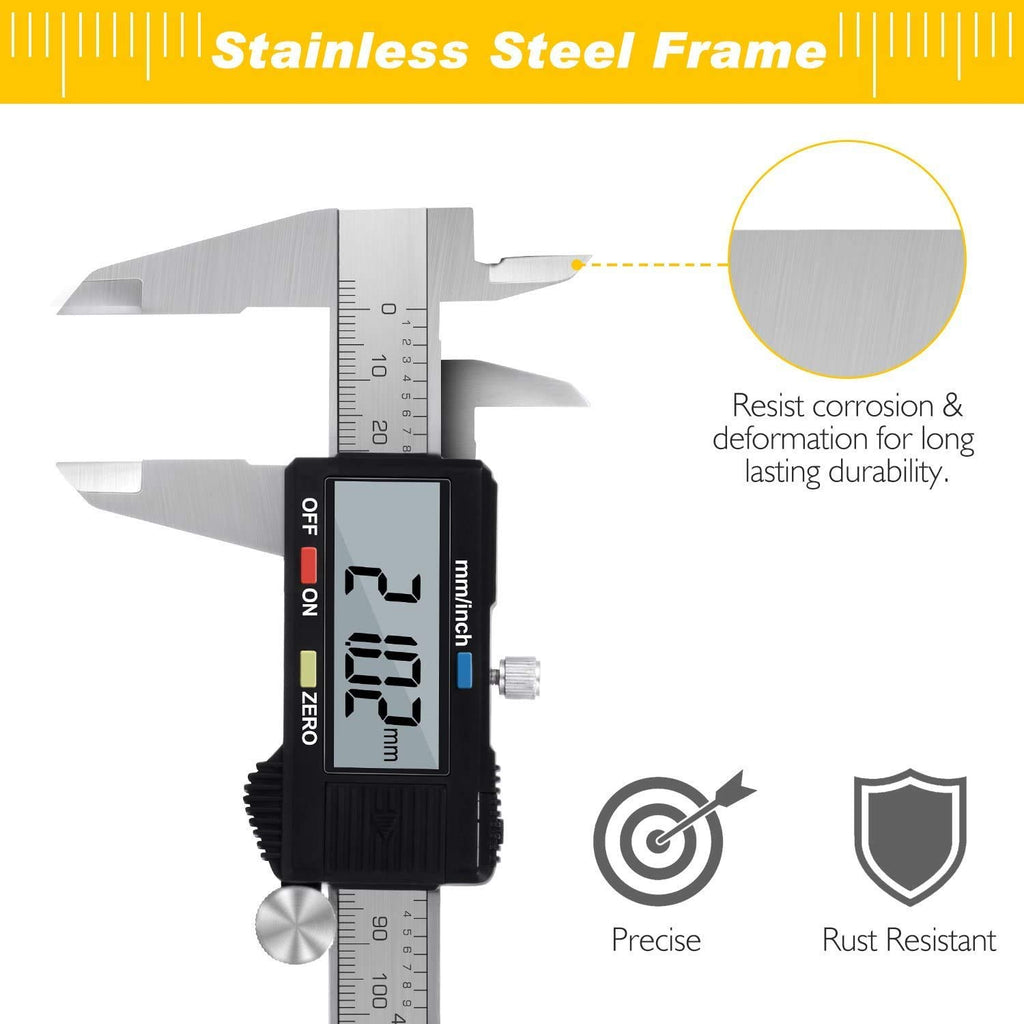 Digital Caliper, Adoric Calipers 0-6 Inch, Inch/mm Conversion, Large LCD