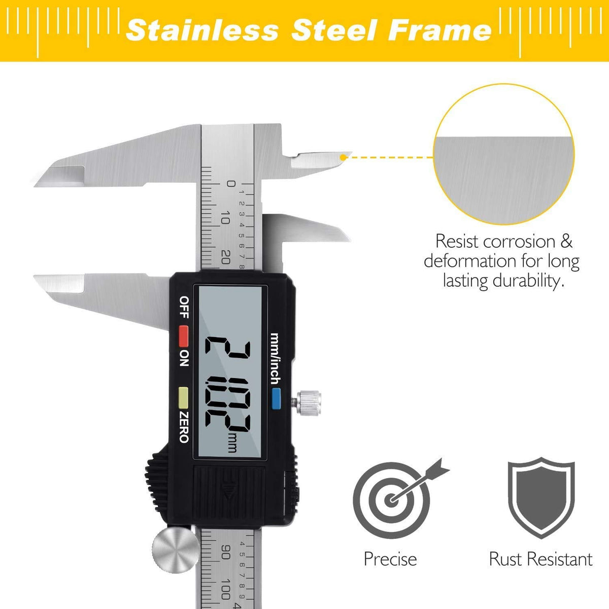 Digital Caliper, Adoric Calipers 0-6 Inch, Inch/mm Conversion, Large LCD