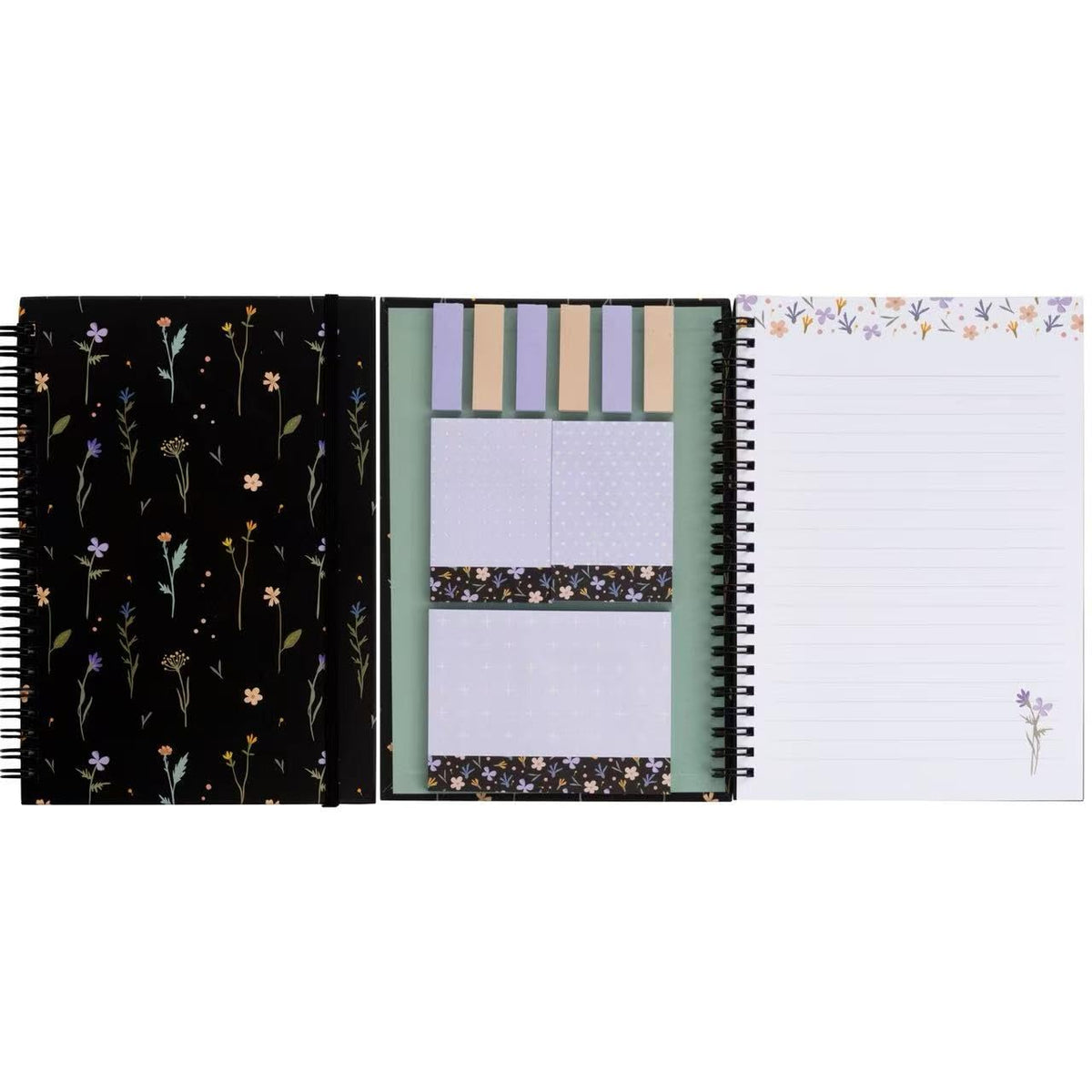 A5 Spiral Sticky Notebook,with 9 pads of decorated sticky notes and a handy notebook,for Bible study;Note Pads Teacher Appreciation Gift Writing Memo Pads School Office Supplies and Daily Life Organization (Daisy)