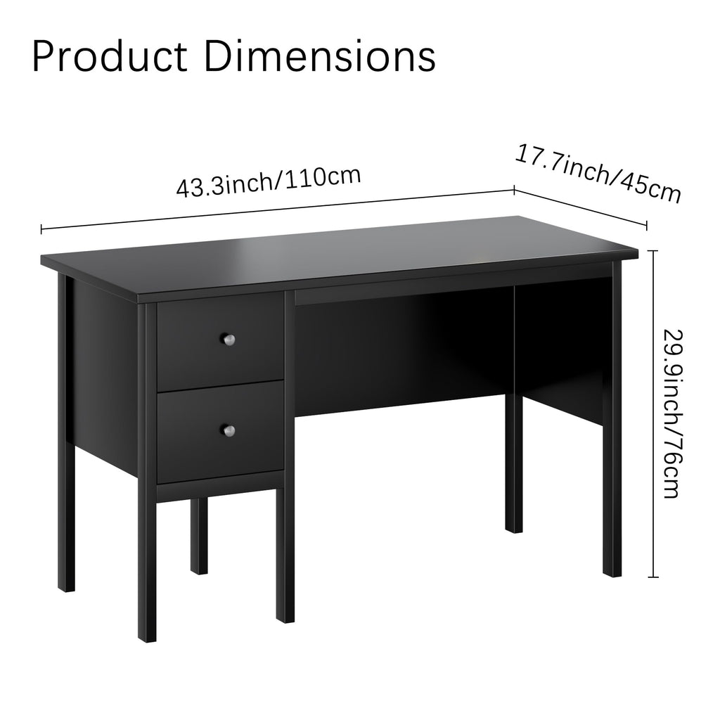 BHG: 43.3" Modern Student Study Desk with Drawers (White)