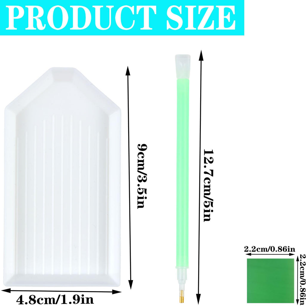 QYING 39PCS Diamond Art Painting Tools and Accessories Kits, with 12 Plastic Trays, 22pcs Glue Clay, 5 Pens, DIY Accessories