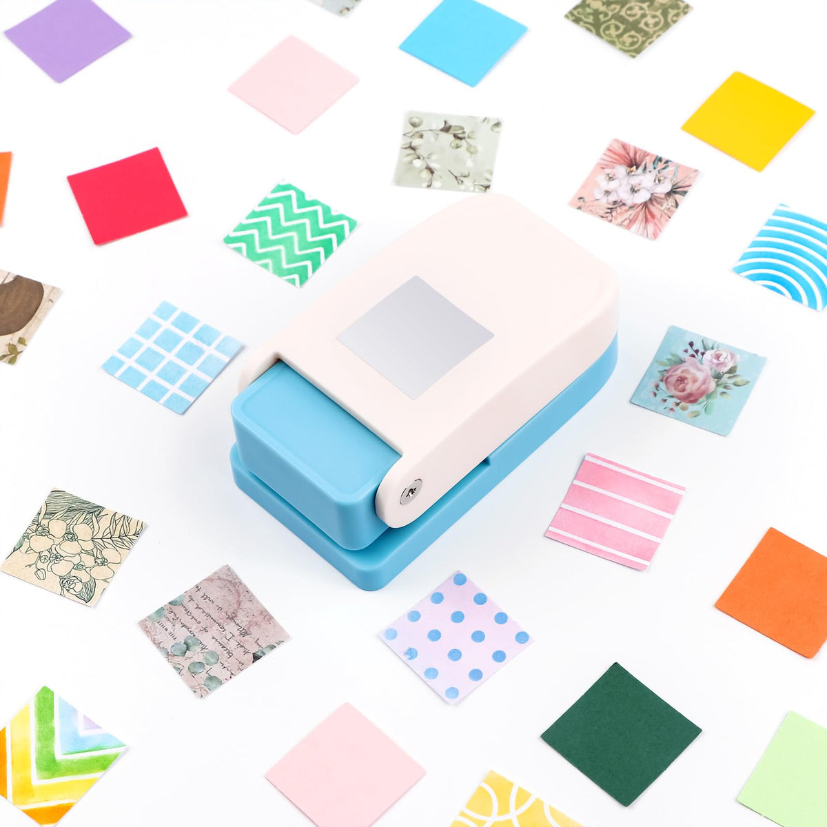 Stamp Puncher 1inch Square Postage Stamp Punch |Stamp Hole Puncher| Scalloped Rectangle Lever Action Paper Punches for Crafting Scrapbooking DIY Card Making Arts Crafts Supplies