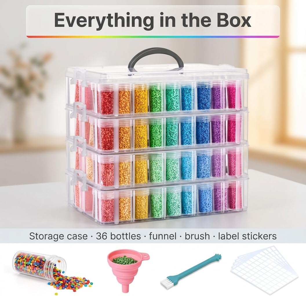 Diamond Art Storage Organizer, 200 Jars, 4-Tier Stackable Case