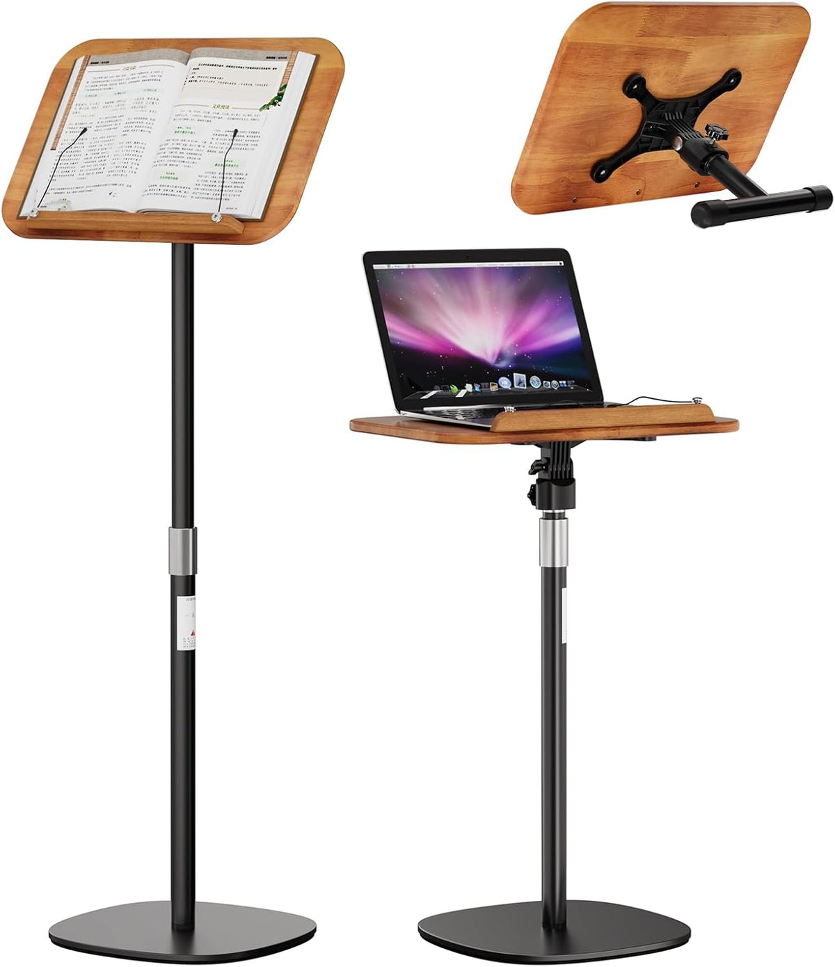 2-in-1 Floor & Desktop Book Stand with Thickened 9 lb Metal Base