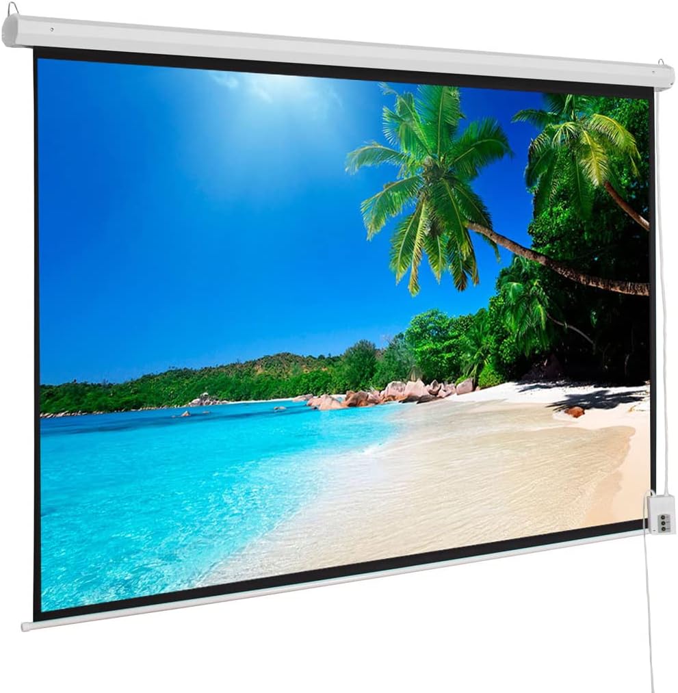 Motorized Projector Screen with Remote Control, No Wrinkles, Without Dents, HD Screen, for Home Theater Office Classroom TV Usage (92inch 16:9)