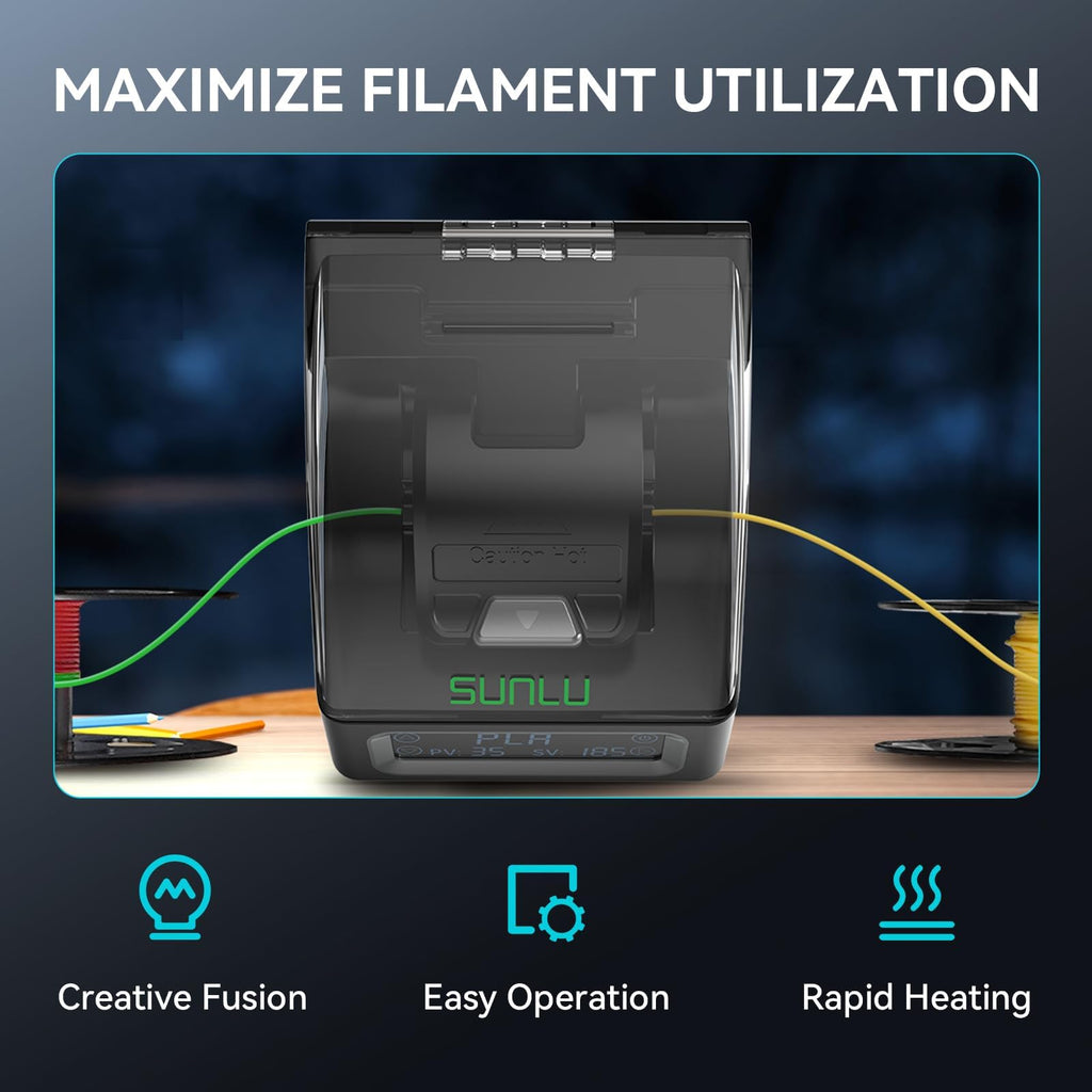 SUNLU Filament Connector, Filament Splicer with 200Pcs PTFE Sleeve for 3D Printer Filament 1.75mm, Fast Heating Up to 240°C, Compatible with PLA PETG TPU ABS PA Nylon
